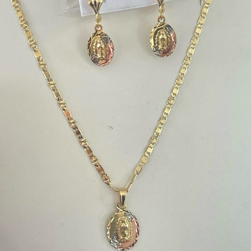 14k Gold Filled Virgin Mary Jewelry Set Virgen Guadalupe